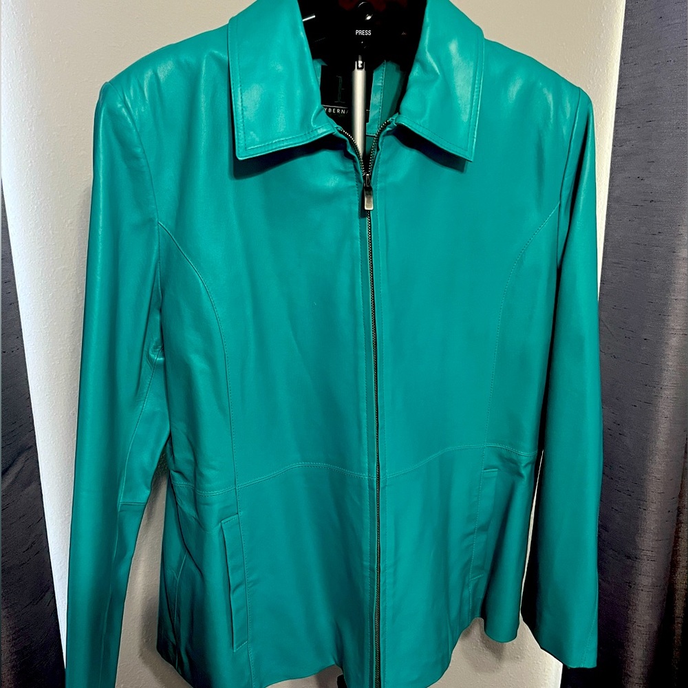 Teal Leather Jacket Size XL